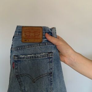 Levi’s Women’s 505 Denim Distressed Skinny Jeans